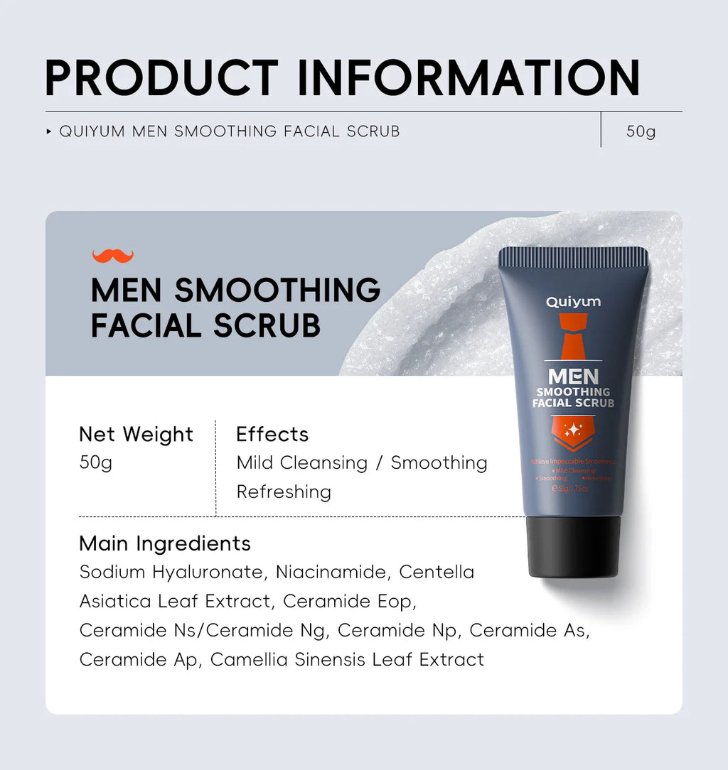Mens Facial Scrub Exfoliator - Deep Pore Cleanser with Natural Extracts 50g Scrubs Treatments Tidesmit