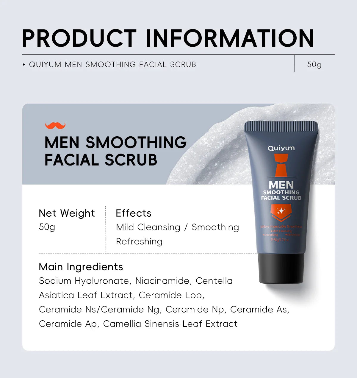 Mens Facial Scrub Exfoliator - Deep Pore Cleanser with Natural Extracts 50g Scrubs Treatments Tidesmit