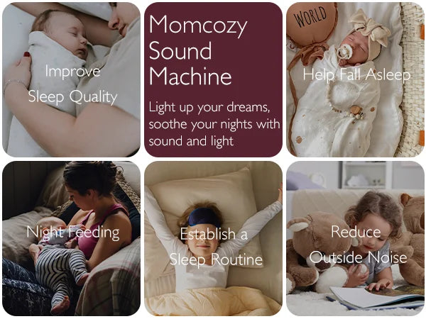 Momcozy Baby White Noise Sound Machine for Baby Sleeping, Night Light, 34 Soothing Sounds, Timer, App Remote Control,Alarm Clock