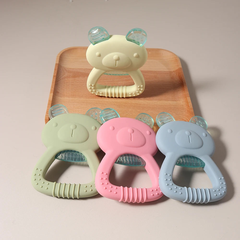 Cartoon Baby Silicone Bear Teether Food Grade Safe Teether Cute Ease Teeth Pain Toy Teething Gift Oral Care