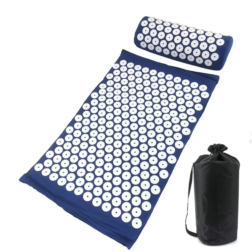 Acupressure Mat and Pillow Set | Targeted Muscle Relief & Recovery Back Massage Instrument Blue Set with bag Tidesmit