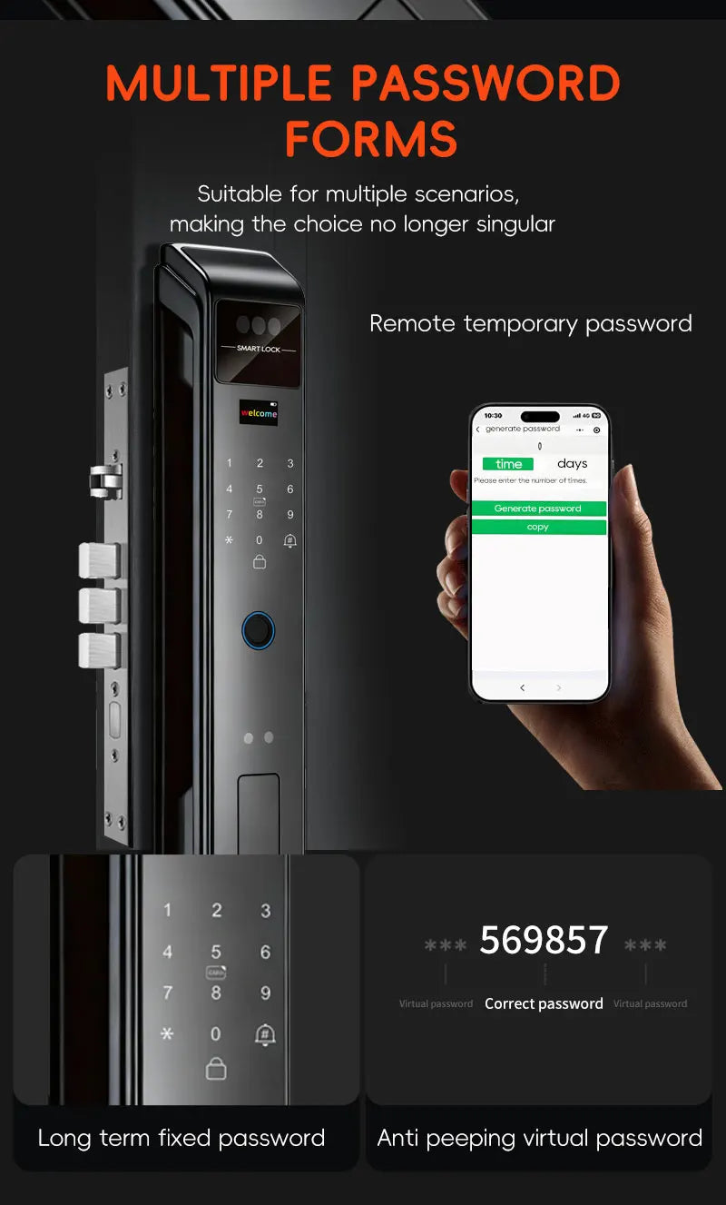 SANKESONG Tuya 3D Face Recognition Smart Lock with Security Camera Digital Electronic Intelligent Fingerprint Lock