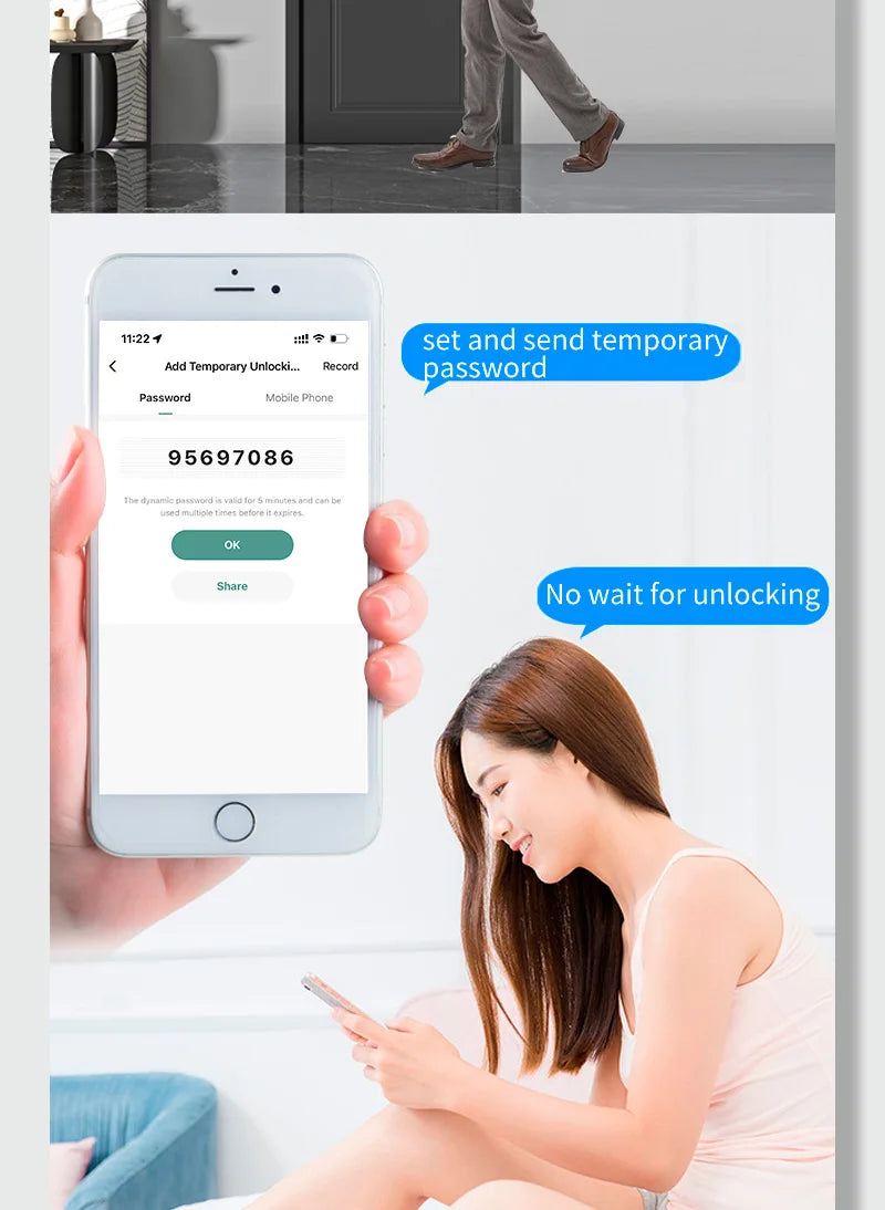 XSDTS New Tuya Wifi Digital Electronic Smart Door Lock With Biometric Camera Fingerprint Smart Card Password Key Unlock
