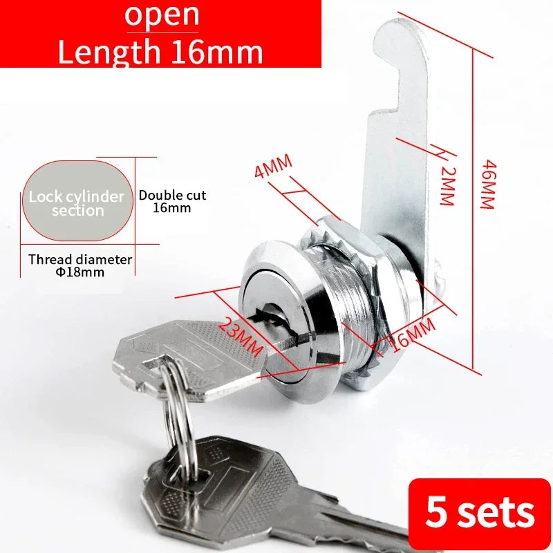 5/20/100SETS 16mm 20mm 25mm 30mm 35mm Metal Rotary Key Switch Push Button Lock Switch Latching Cylinder Cabinet Security Locker