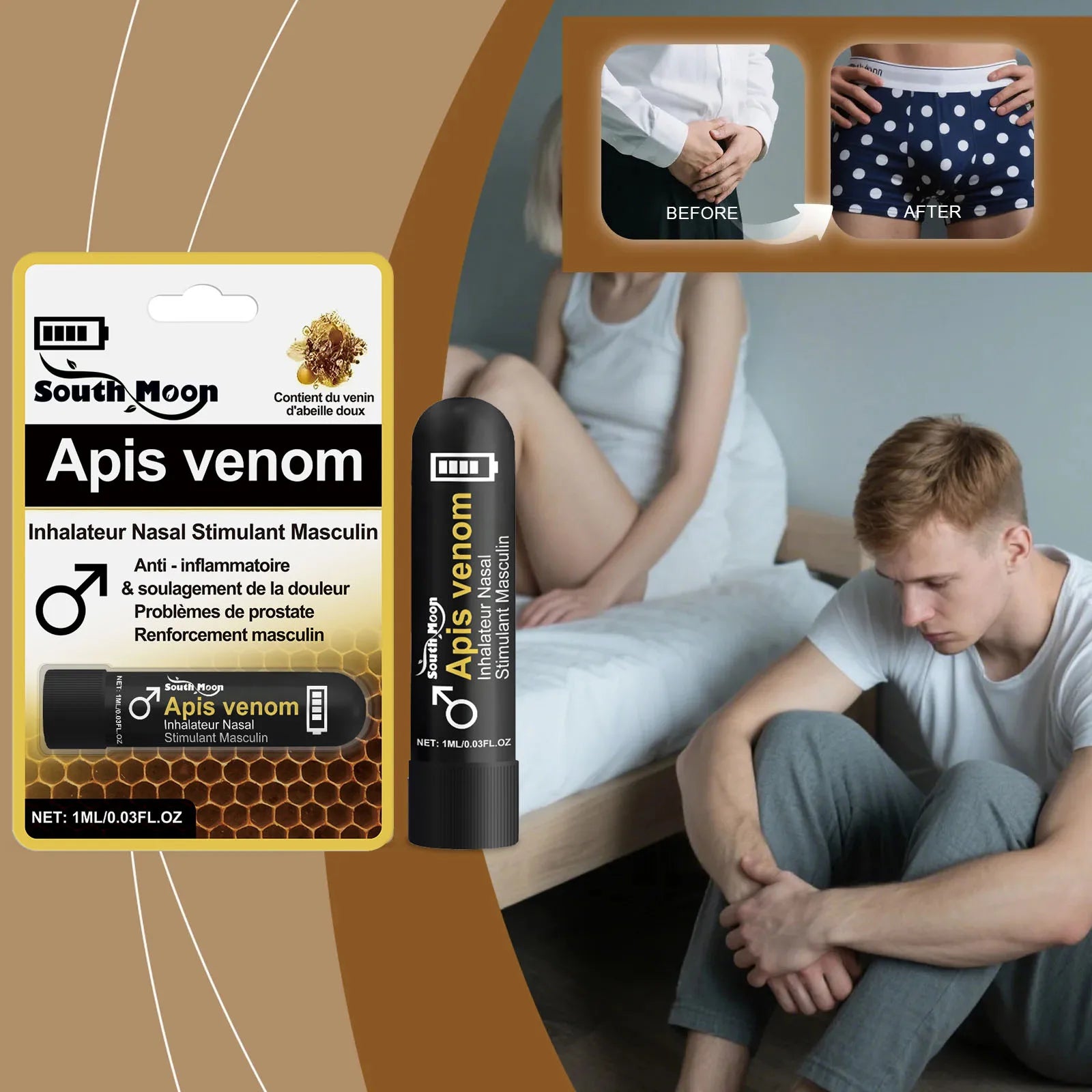 Tidesmit Apis Venom nasal sniffing stick for men's prostate care and daily masculine nutritional support.