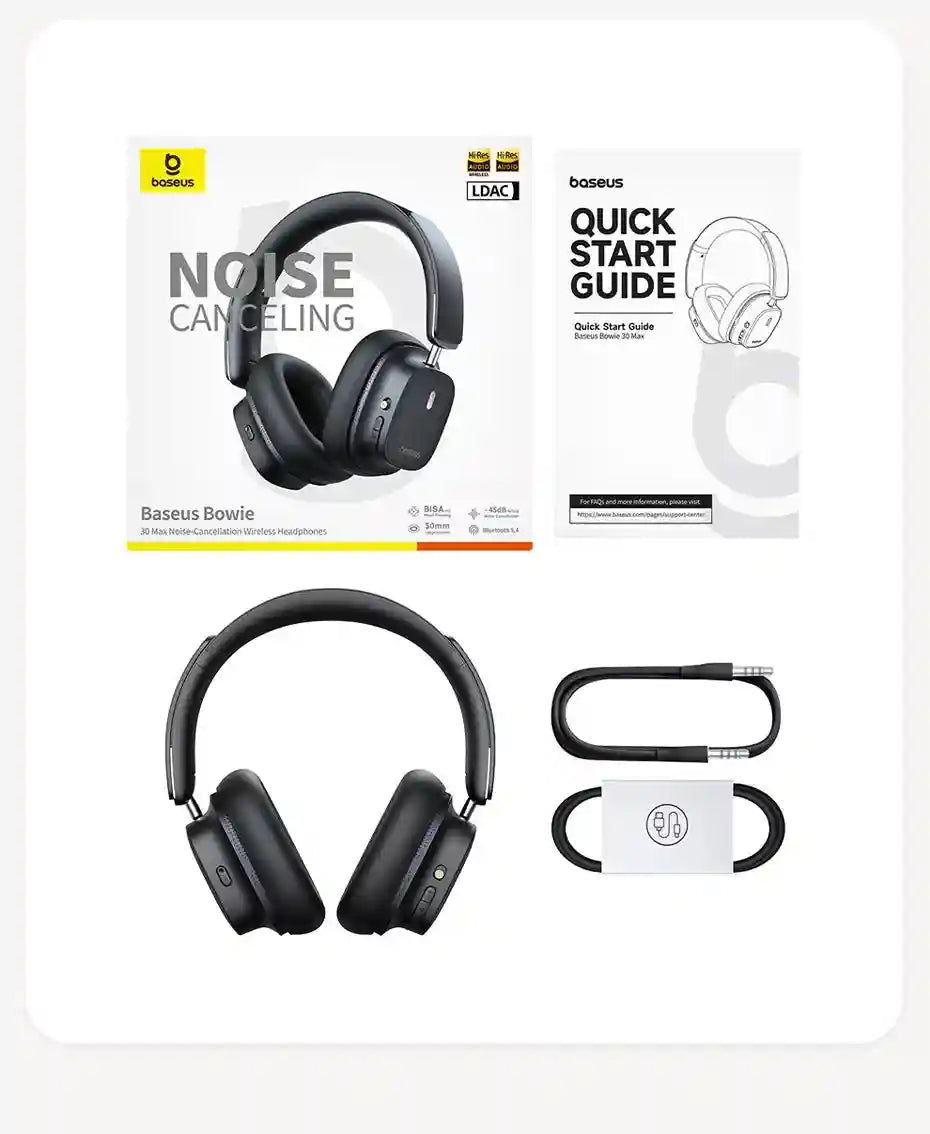 Wireless Headphones with Active Noise Cancellation & Spatial Audio - Black Tidesmit