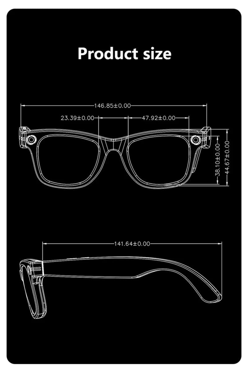 AI Smart Glasses with Camera & Bluetooth Audio - Tidesmit Multi-Lens Tidesmit
