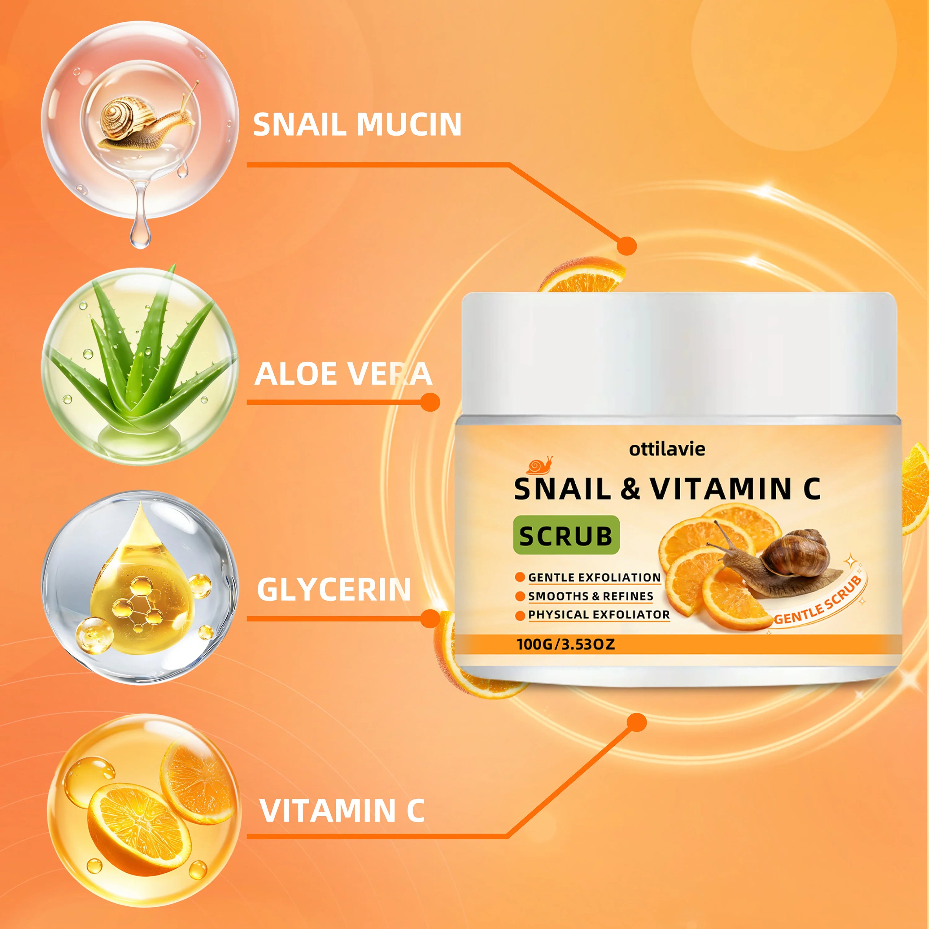 Snail Vitamin C Face & Body Scrub - Gentle Exfoliating Treatment Scrubs Treatments Tidesmit