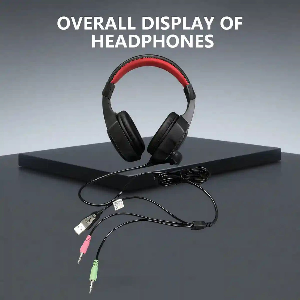 Wired Gaming Headset with RGB Lighting - Over-Ear Black and Red Tidesmit