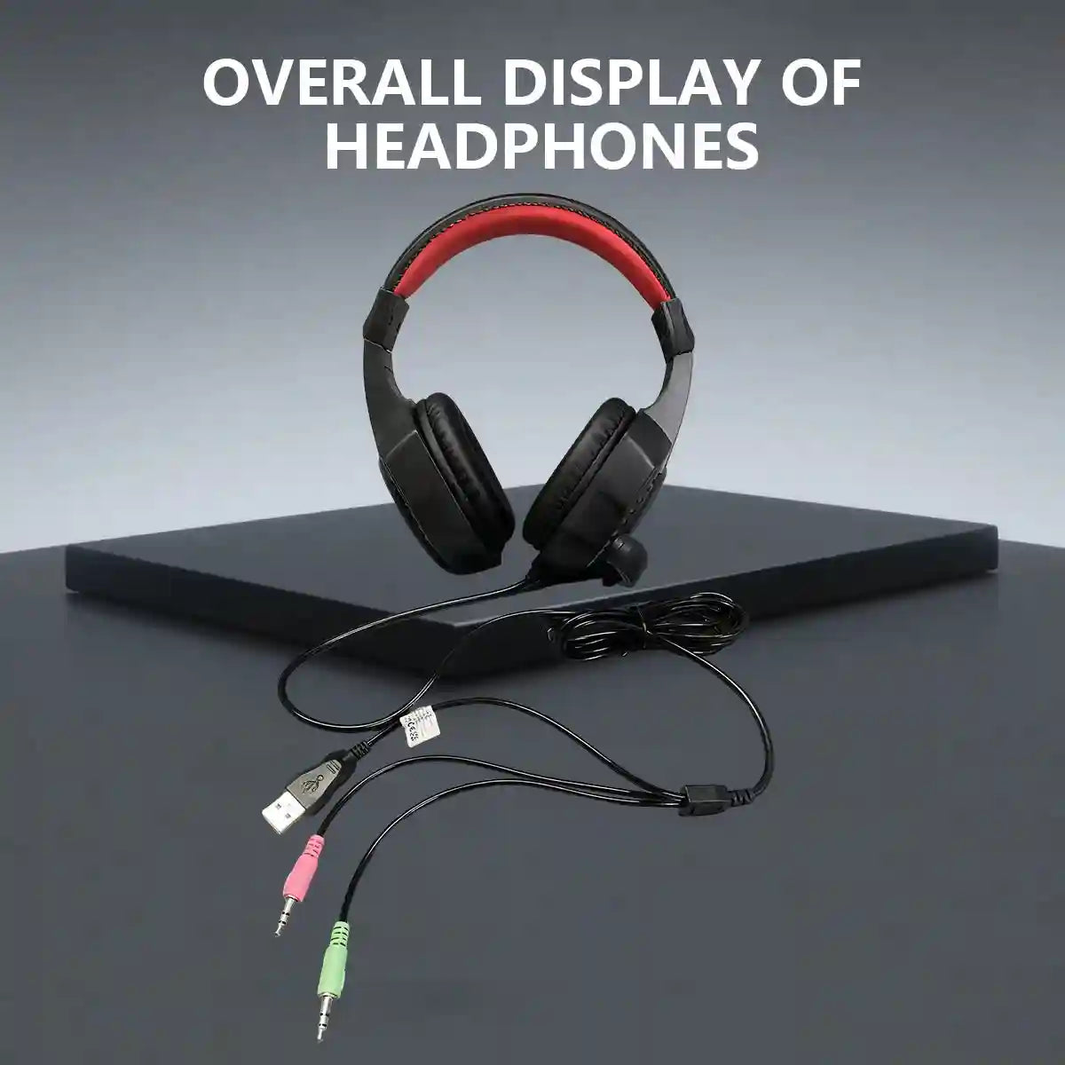 Wired Gaming Headset with RGB Lighting - Over-Ear Black and Red Tidesmit