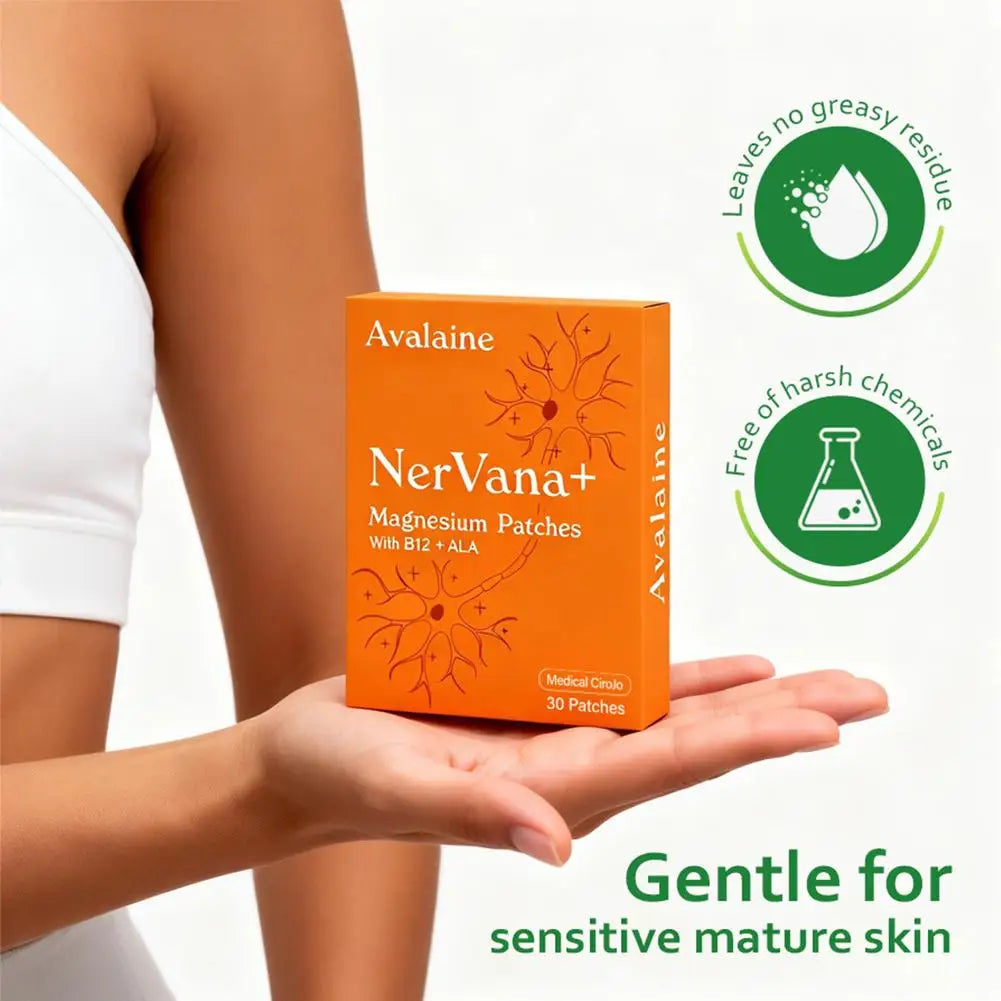 30pcs Avalaine NerVana+ Magnesium Patches with B12 & ALA – Natural Relaxation & Muscle Repair for Sensitive Skin