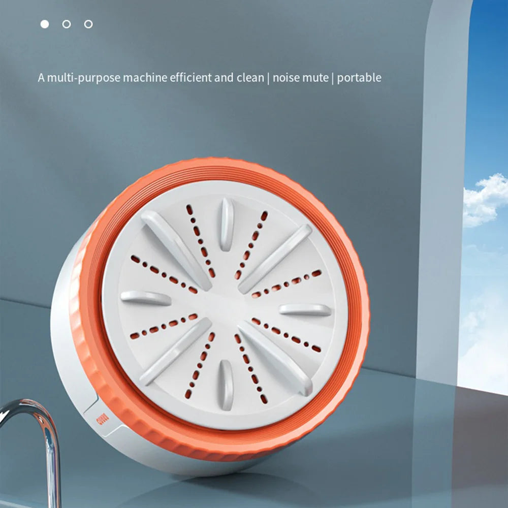 Tidesmit portable ultrasonic mini washing machine and fruit dishwasher showing compact USB turbo cleaning feature