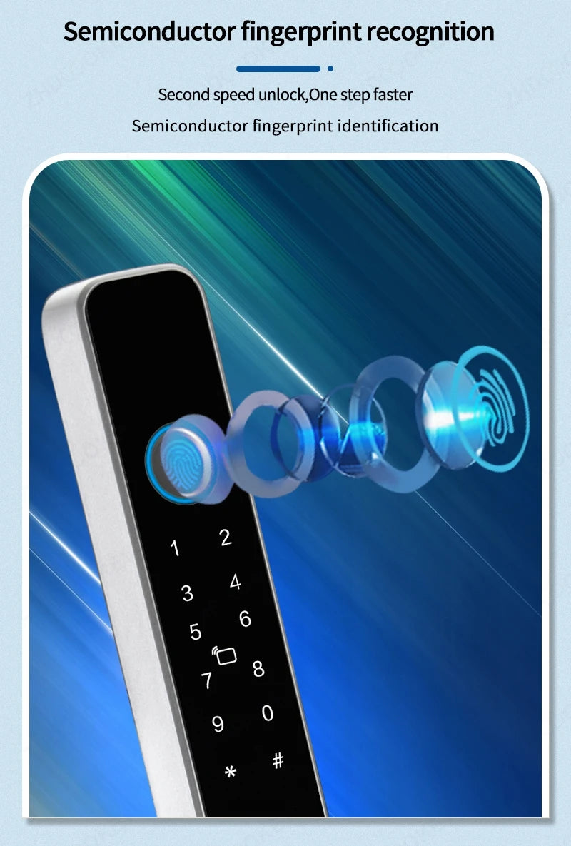Smart Lock with Camera Door Viewer Waterproof IP66 Tuya WiFi Fingerprint Password Sliding RFID Card Sliding Electronic Door Lock