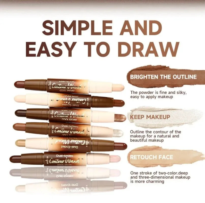 Tidesmit waterproof double-ended contour stick for natural face sculpting and full coverage highlight and shadow