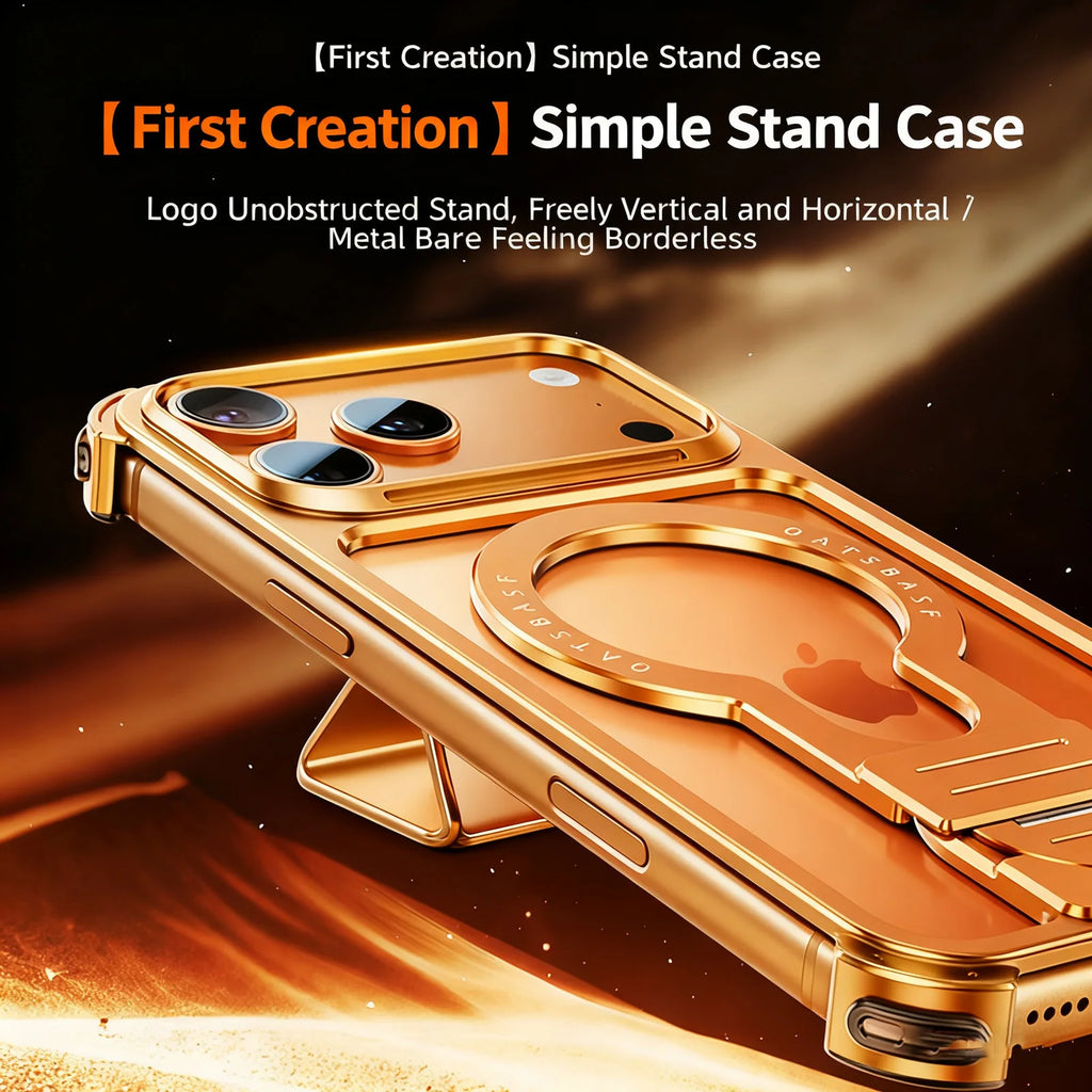 iPhone 17 Pro Max Metal Case with 360 Kickstand - Orange Tidesmit Tidesmit