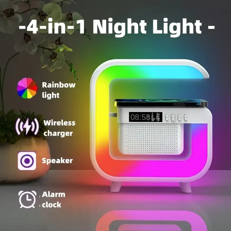 Wireless Charger Station with RGB Light and Portable Bluetooth Speaker Tidesmit