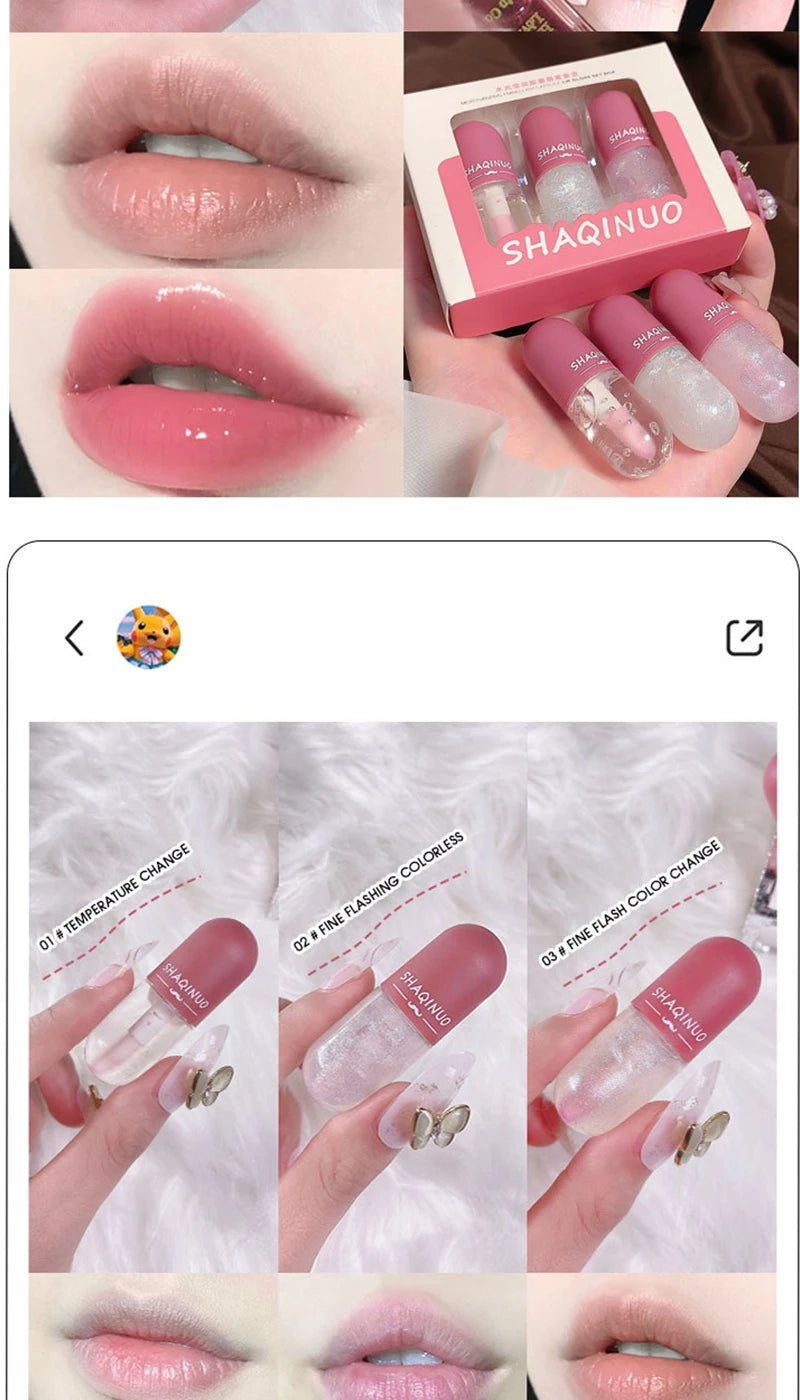 Hydrating Lip Oil Set - Mirror Finish Glossy Tint & Nourishing Lip Care Lip Care Tidesmit