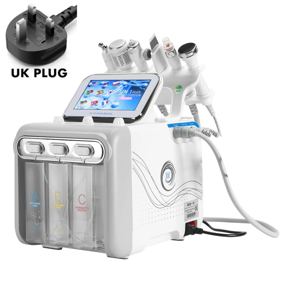 Hydro Dermabrasion 6-in-1 Facial Spa Device - Professional Skincare Body Shaping Massage Equipment UK PLUG Tidesmit