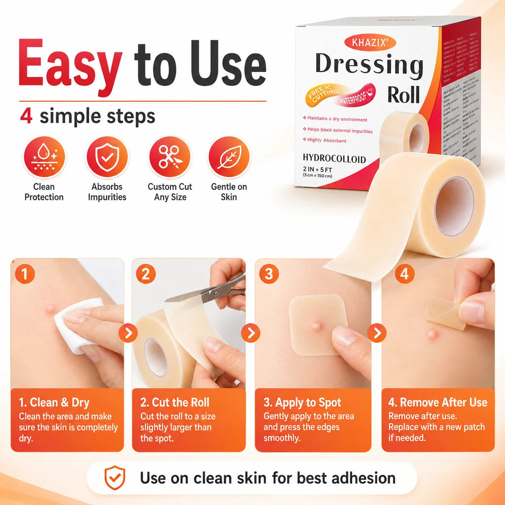 1 volume Hydrocolloid Pimple Patch Roll Cut-to-Size Acne Spot Cover, Invisible Blemish Tape Waterproof Face Care Sticker