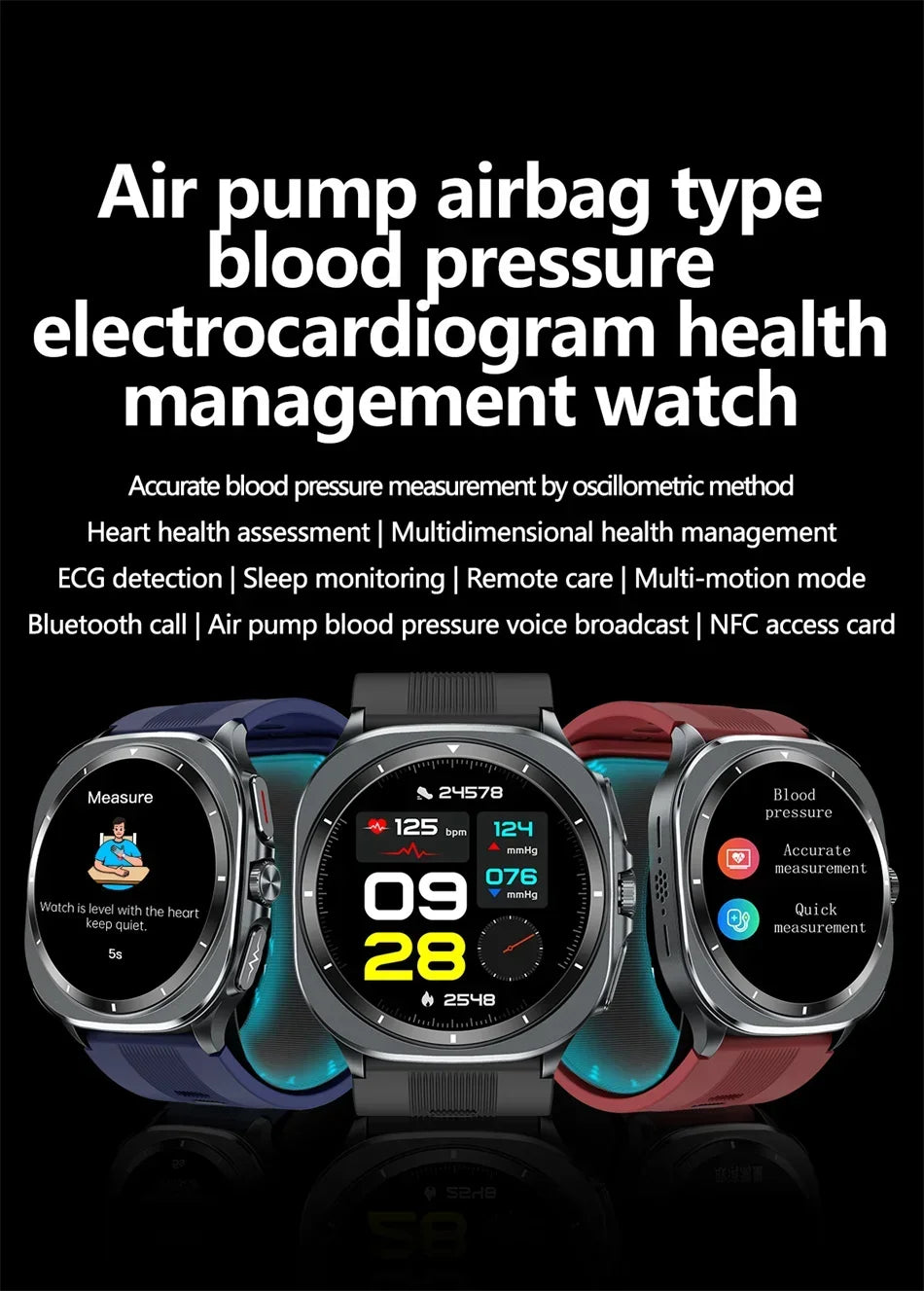 for Samsung Air Pump Airbag Smart Watch Men, Micro Physical Examination Accurate Measure Blood Pressure Sport SmartWatch 2025New