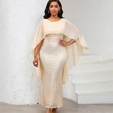 Elegant Pure Color Maxi Dress Evening Gown A- Line Skirt Polyester Fabric round Neck Short Sleeve High Waist Midi Dress