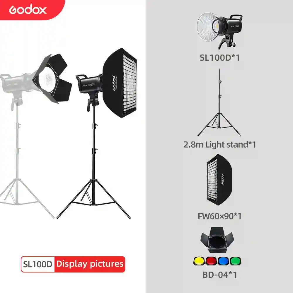 Godox SL100D LED Video Light 100W 5600K Bowens Mount Studio Kit SL100D Kit 6 Tidesmit