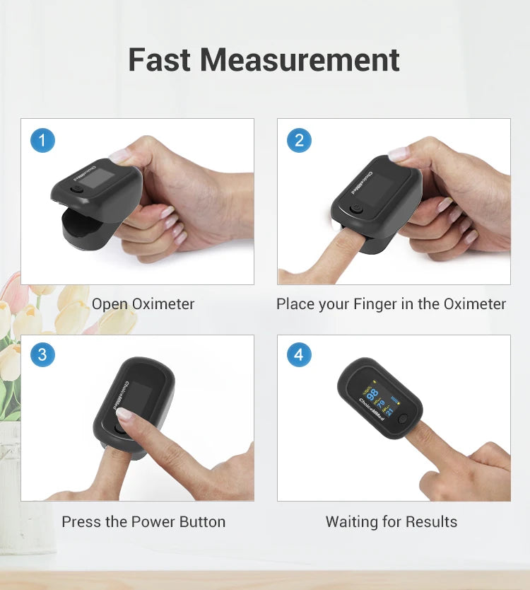 ChoiceMMed Portable Medical Finger Pulse Oximeter Blood Oxygen Saturation Meter Heart Rate SpO2 PR LCD Oximetro De Dedo Monitor