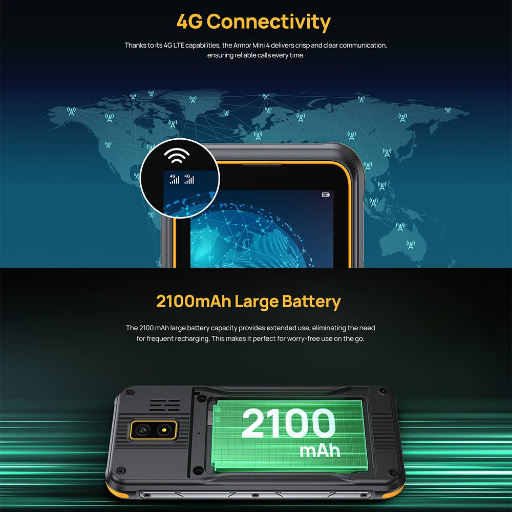Ulefone Armor Mini 4 Rugged 64MB RAM 128MB ROM 2.8 inch Unisoc T117 2MP Rear Camera 2100mAh Battery 4G Global Version