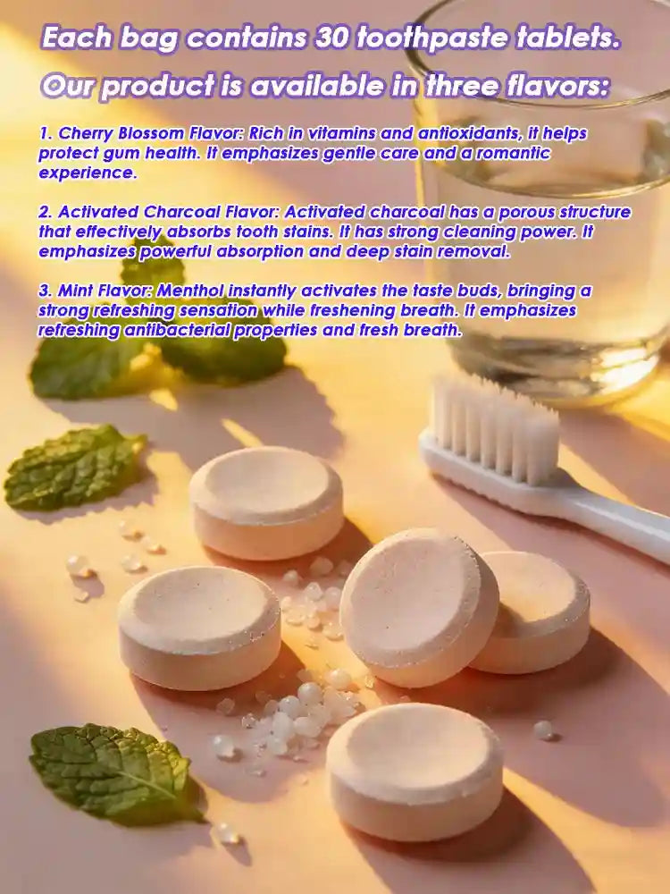 Tidesmit instant teeth whitening toothpaste tablets for plaque removal and fresh breath oral hygiene care.