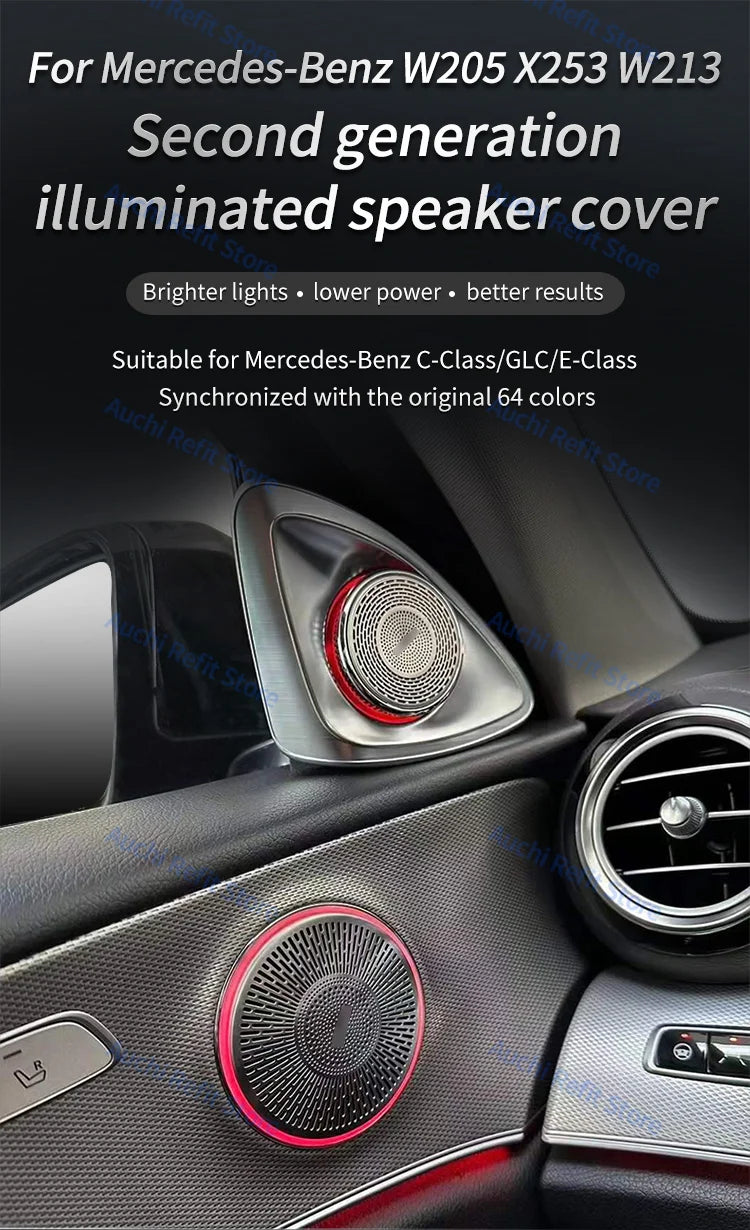 Mercedes Benz LED Speaker Cover Ambient Light - 64 Color Interior Trim Tidesmit