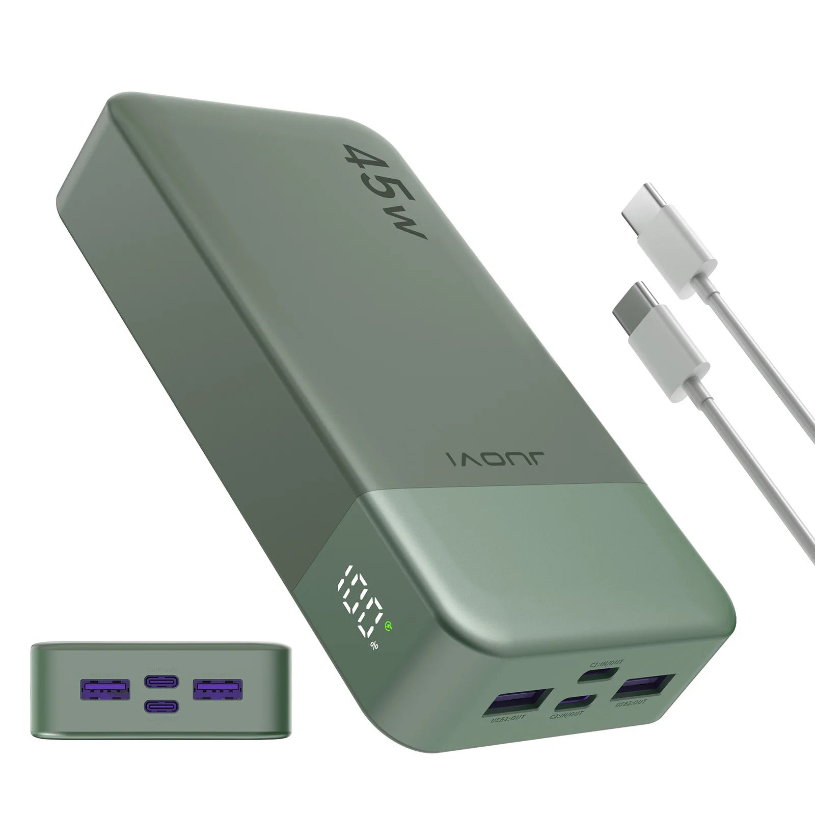 20000mAh Portable Charger - 45W Fast Charging Power Bank with LED green 20000mah Tidesmit
