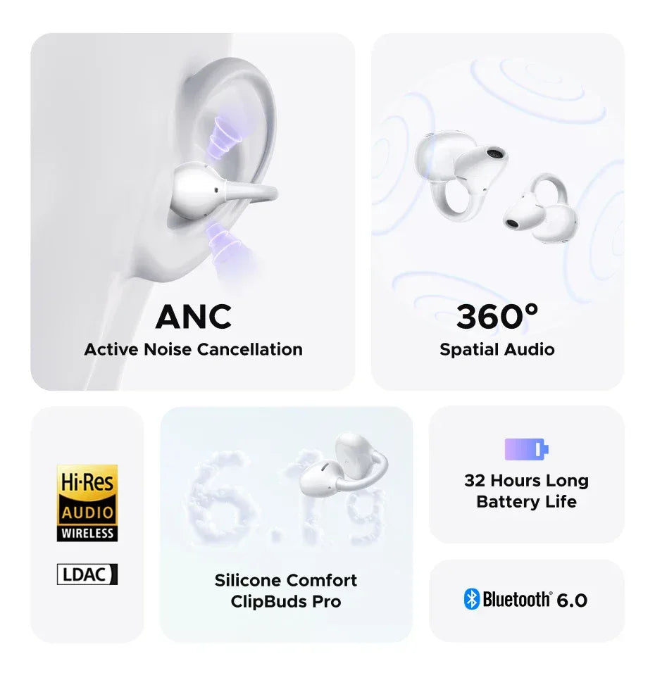 Tidesmit Open Ear Wireless Headphones with ANC - 35 Hour Battery Life Tidesmit