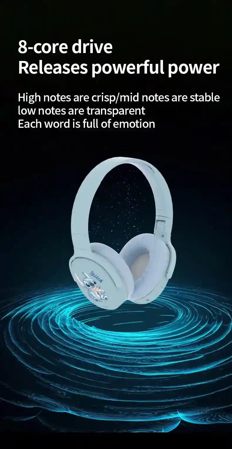 Disney Wireless Headphones - Noise Cancelling Over-Ear Kids Headset Tidesmit