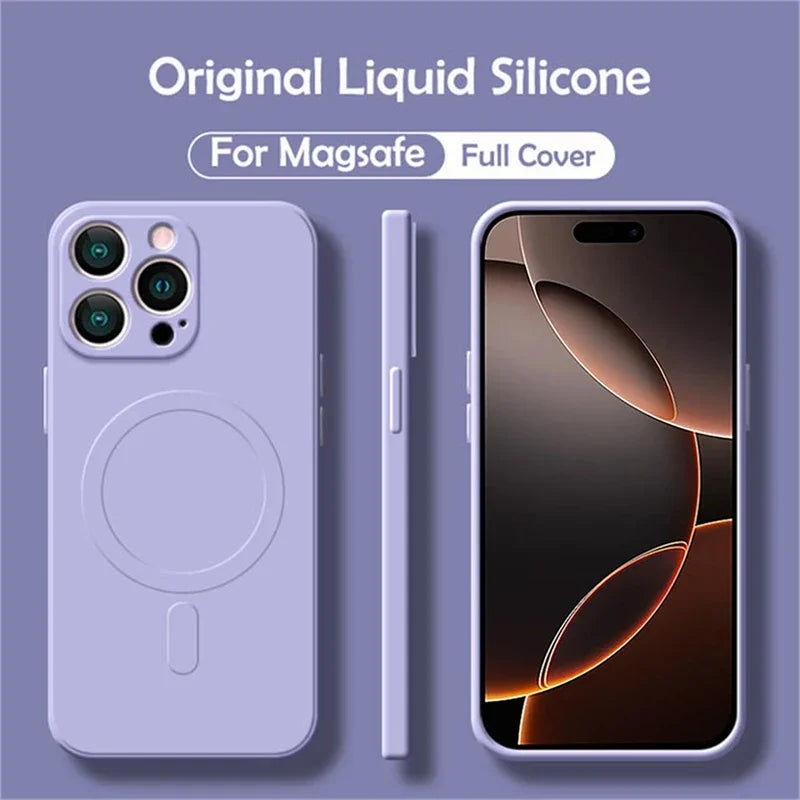 Magnetic Silicone iPhone Case - Shock-Absorbing MagSafe Cover for iPhone Lavender Tidesmit