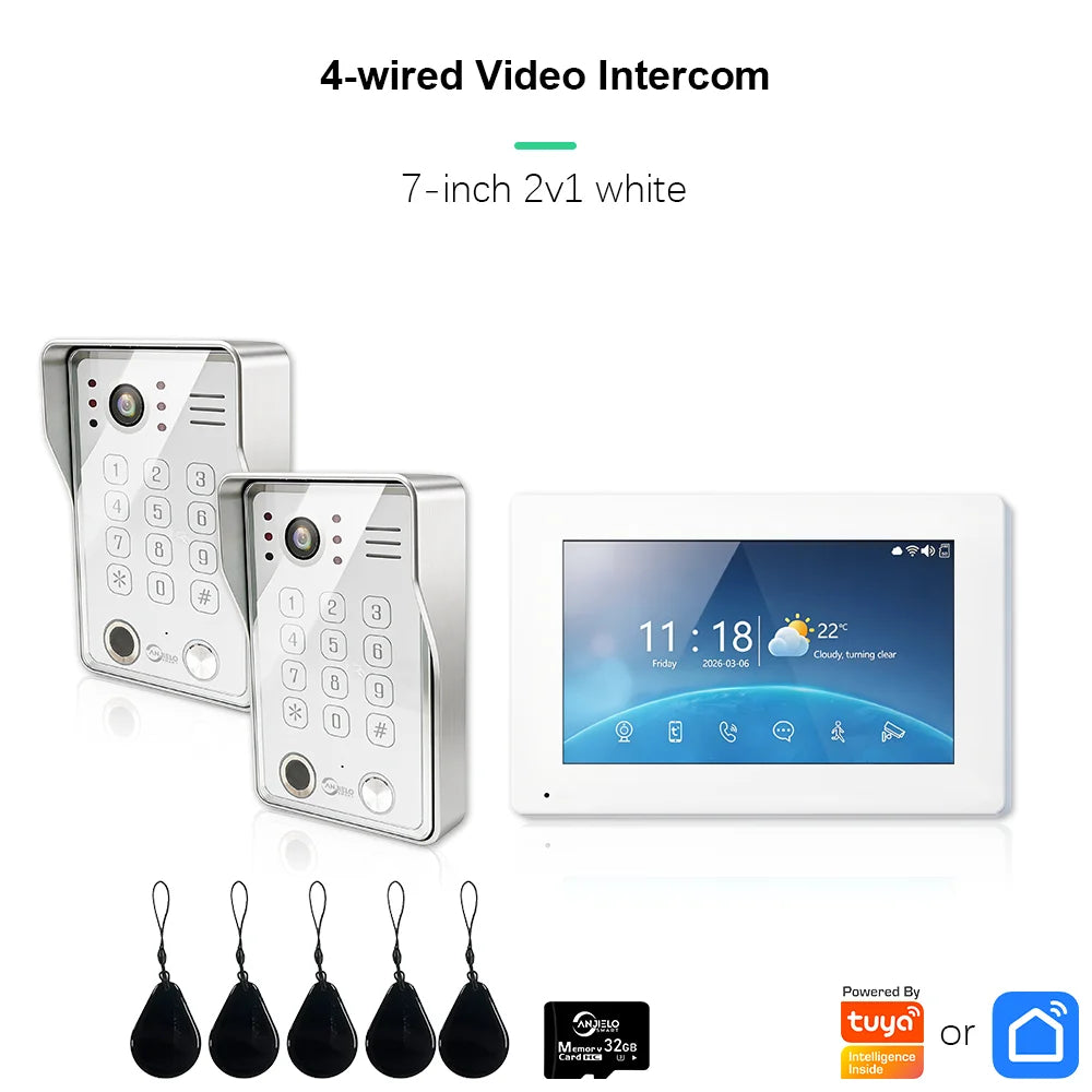 ANJIELO Doorbell Video Intercom System 5IN1 Unlock Tuya Smart Digital Frame Background Music Detection Preview NEW 2026