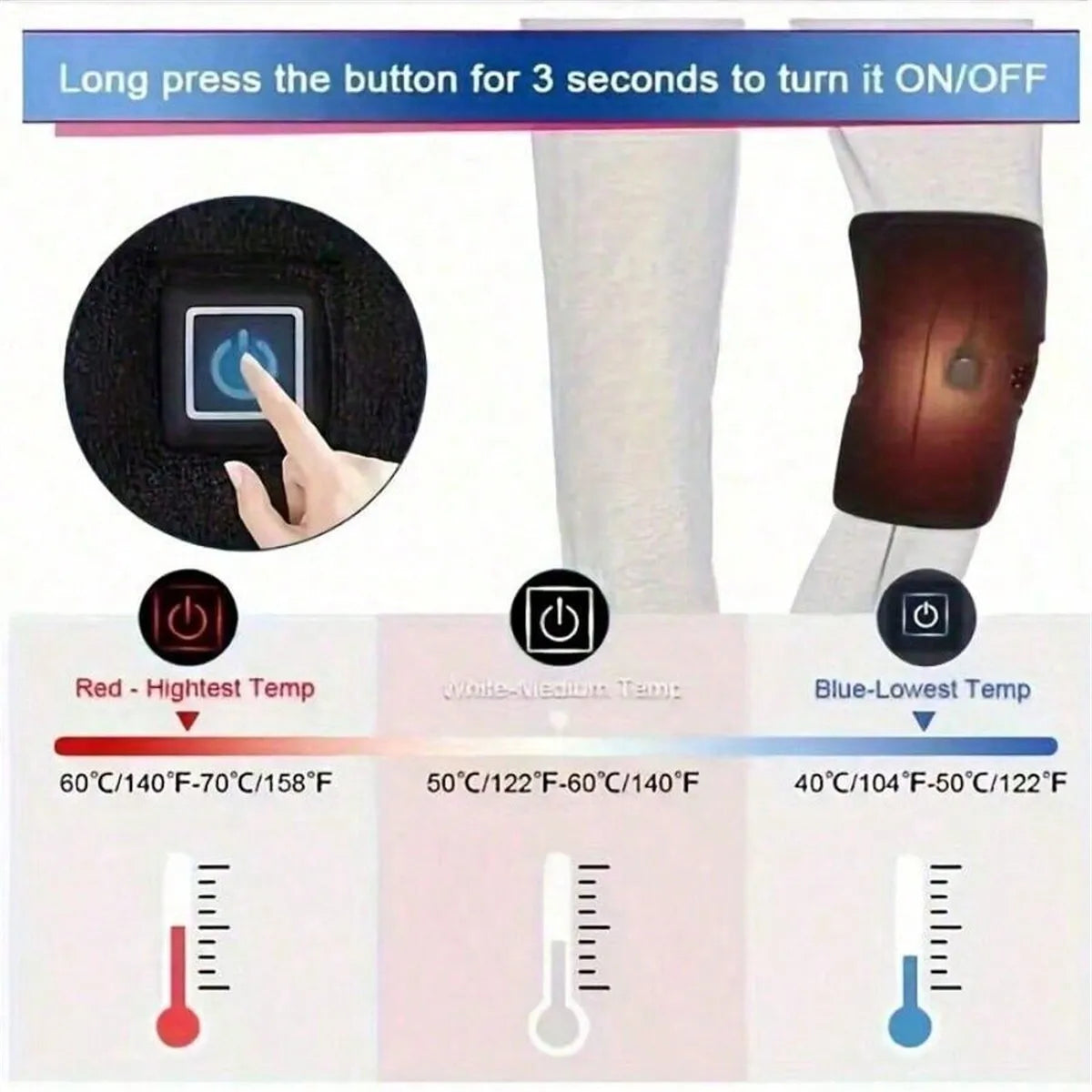 Electric Heating Knee Pad – Rechargeable Heat Therapy Support Black Body Shaping Massage Equipment Tidesmit