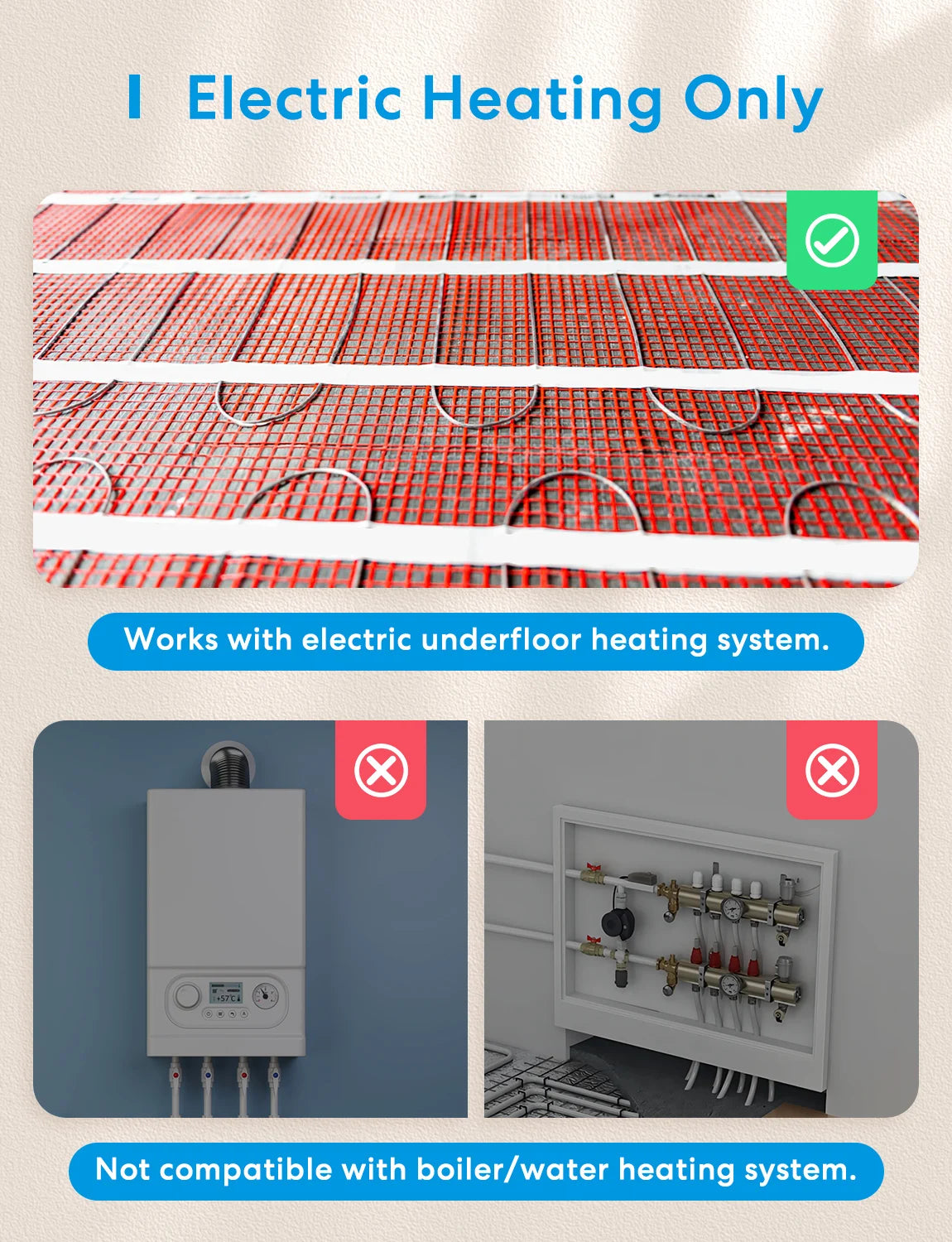Meross Matter EU Version Thermostat MTS215/MTS215B for Electric or Boiler/Water Heating System Works with Homekit Alexa