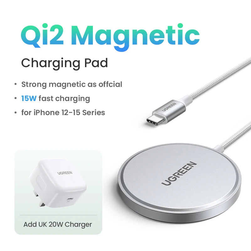 Wireless Charger for iPhone 16: Qi2 Certified MagSafe Compatible Pad Add 20W UK Charger Tidesmit