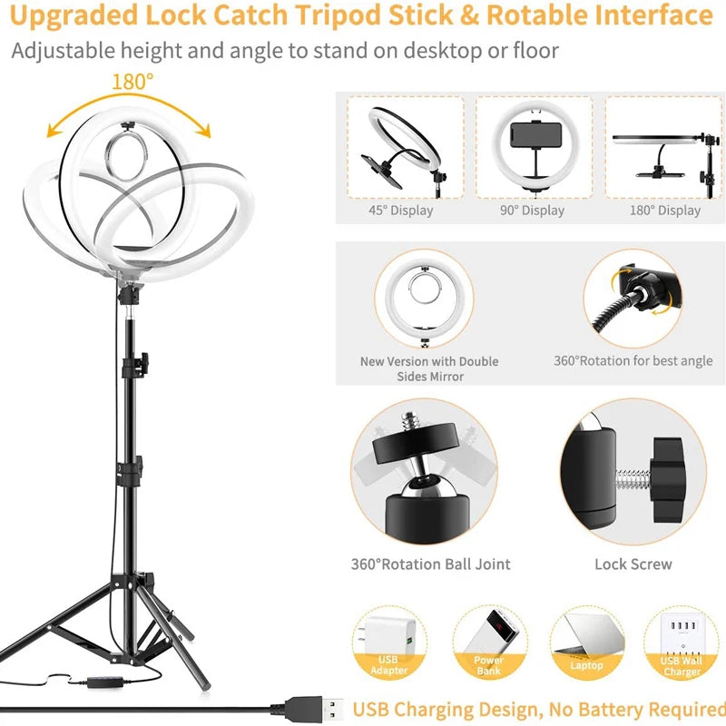 LED Ring Light for Video Recording & Streaming - 16cm to 33cm Options Tidesmit