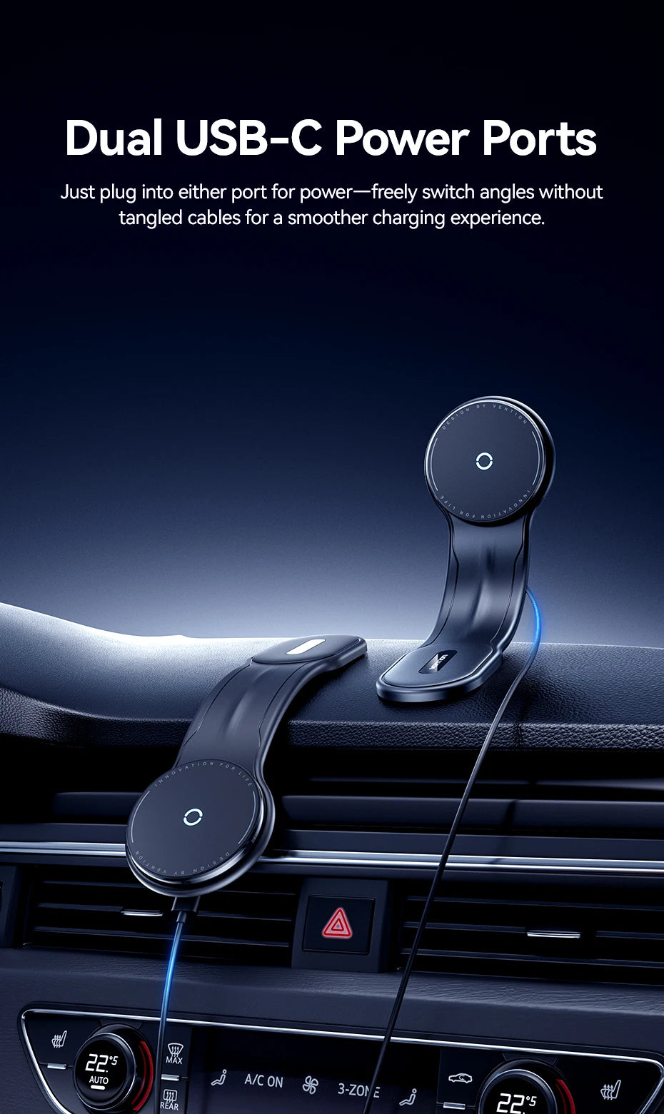 Magnetic Wireless Car Phone Charger - 15W Qi Certified Mount Tidesmit
