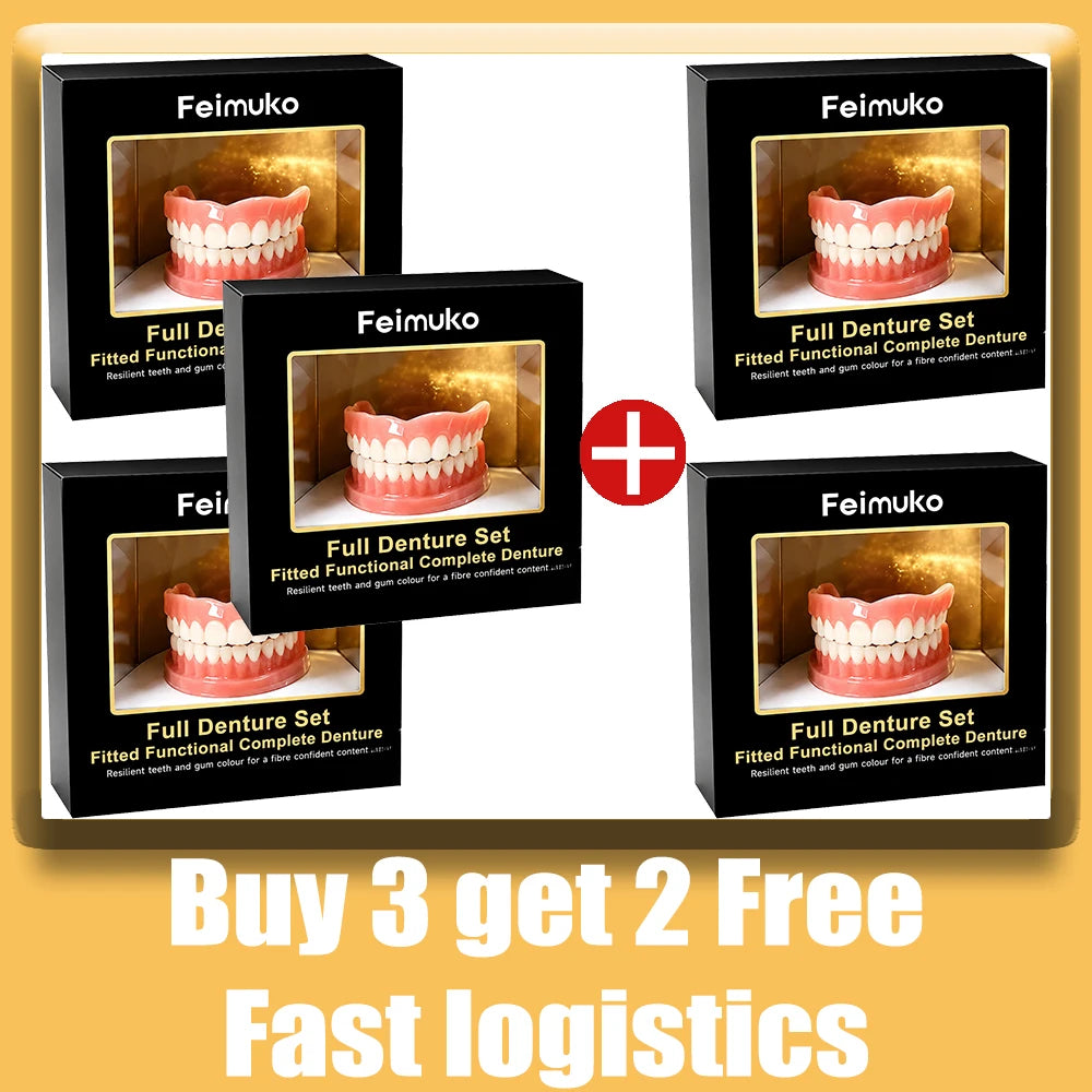 Full Set Dentures Fake Teeth Braces Comfort Fit Instant Confidence Smile Oral Care For Men Women Modify gaps between teeth/v3*