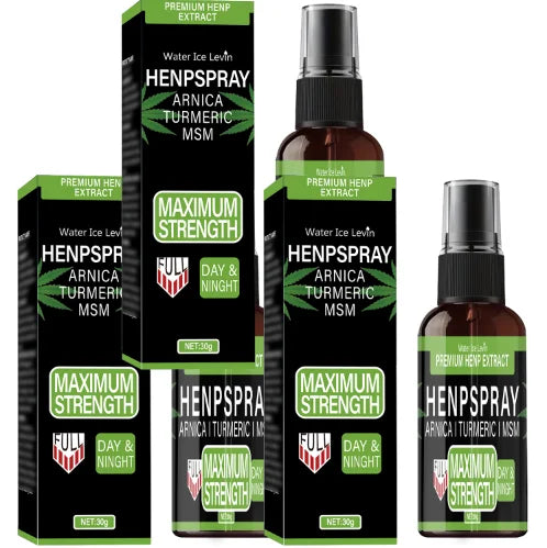 Premium Hemp Spray Extract with Arnica, Turmeric & MSM for Maximum Strength Day & Night Relief & Skin Care.