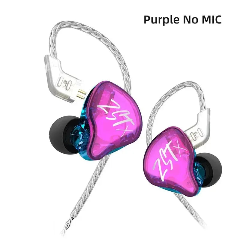 KZ ZSTX In-Ear Monitors Hybrid Driver Noise Cancelling by Tidesmit ZSTX Purple NOMIC Tidesmit
