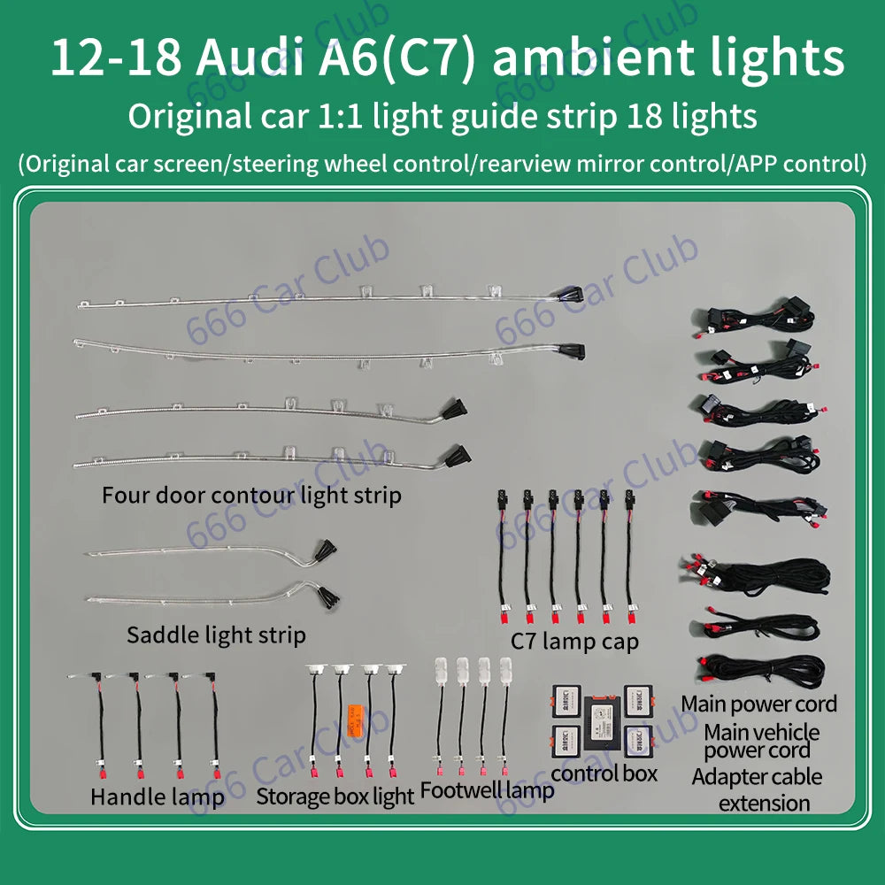 Audi A6 C7 Ambient Lighting Kit 21 Color LED with Smartphone App Control Tidesmit