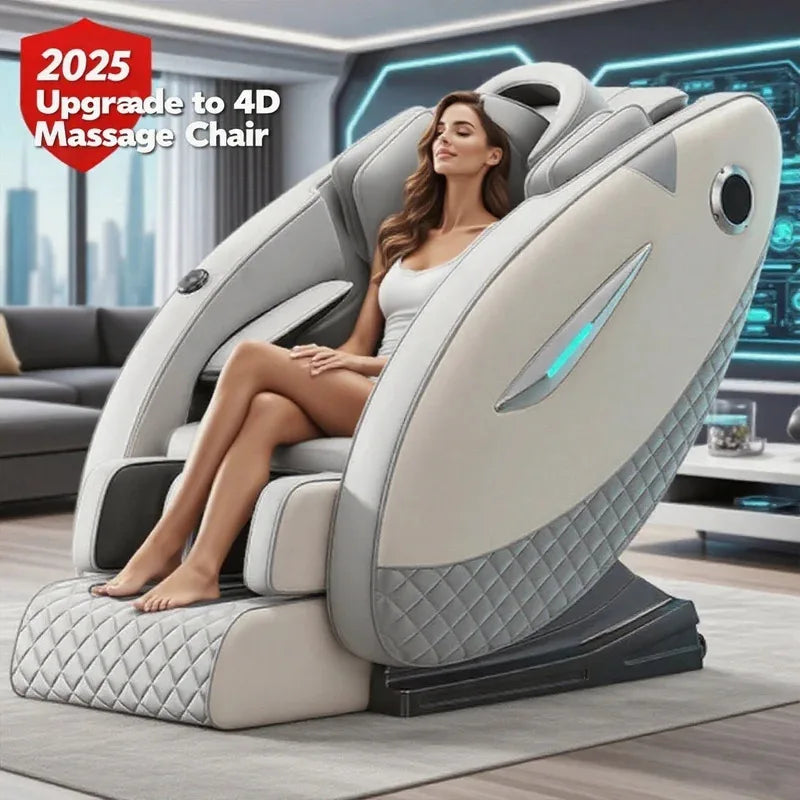 4D Zero Gravity Full Body Shiatsu Massage Chair with Heat Therapy Massage Chairs Beige 1 Tidesmit