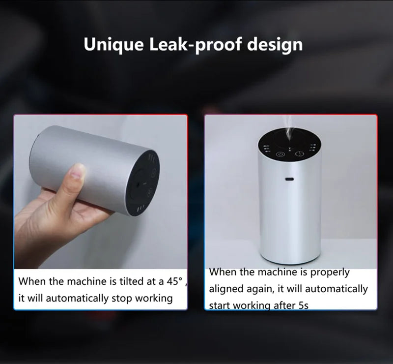 Aluminum Waterless Car Aroma Diffuser 2000mAh Portable Smart Essential Oil Scent Machine Wireless Nebulizer for Auto Home Office