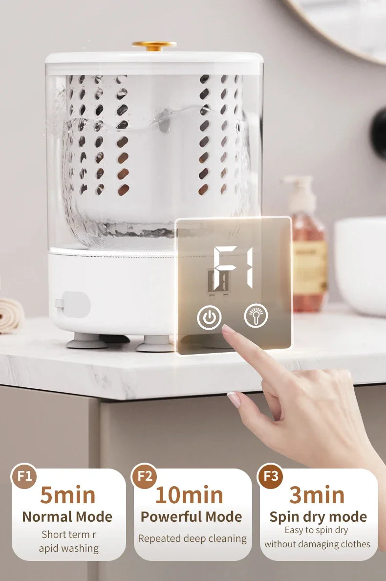 Tidesmit 3L mini portable washing machine with spin dryer for travel, washing socks and underwear efficiently