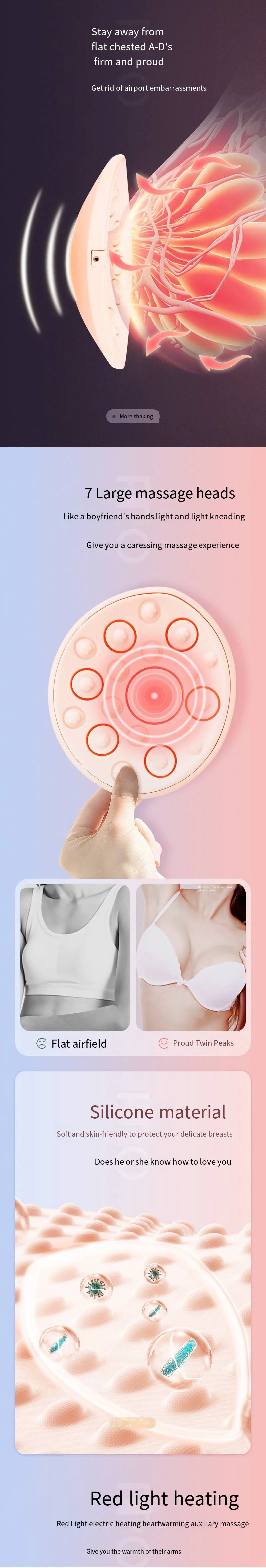 Electric Breast Massager for Firming - Gold Rechargeable Device Massage Cushion Tidesmit