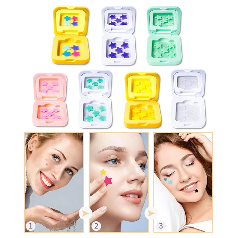 1Box Hydrocolloid Acne Patch Fade Repair Invisible Acne Removal Stickers Concealer Makeup Tool Star With Mirror