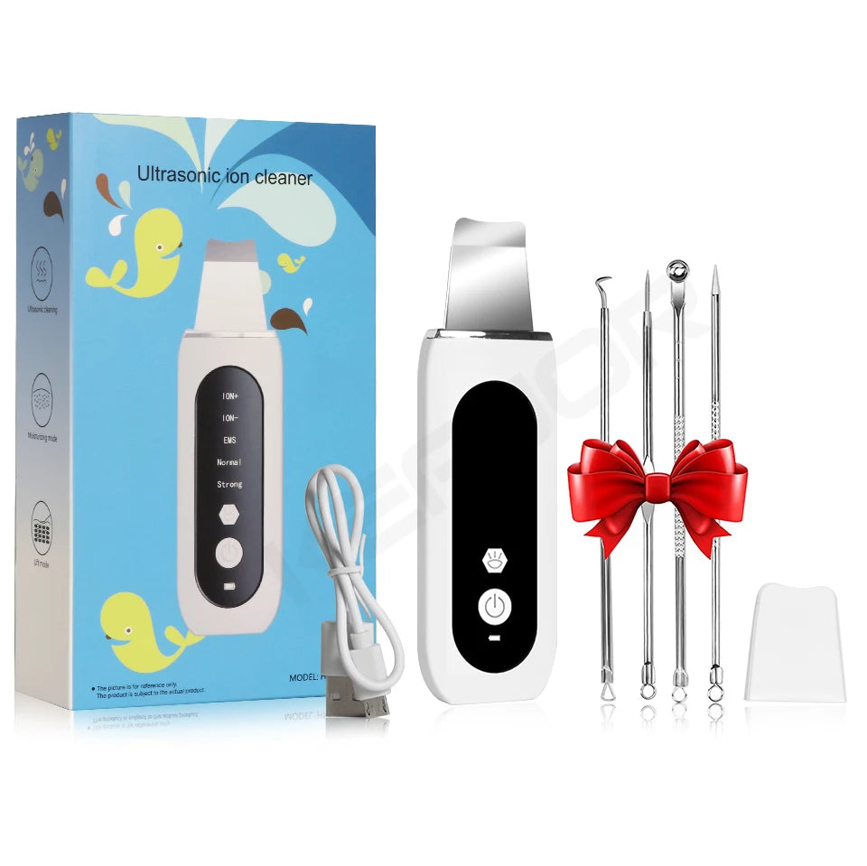 Ultrasonic Skin Scrubber | Professional Facial Cleansing Tool Scrubs Treatments white kit Tidesmit